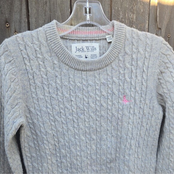 JACK WILLS Vintage Pullover Gray Pure Merino Wool Knit Sweater Women's Size 2 - Picture 3 of 7